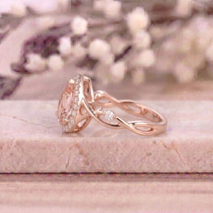 Su Damlası Morganit Pırlanta Tasarım Yüzük