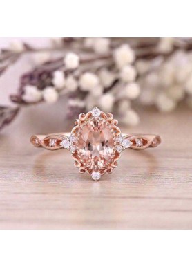 Vintage Tarzı Yüzük Morganit Pırlanta Rose Gold  SS0229