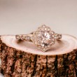 Vintage Ring Morganite & Diamond Gold SS0179