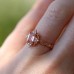 Vintage Ring Emerald Cut Morganite & Diamond 