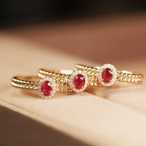 Natural Oval Ruby & Diamond Gold Ring SS0117