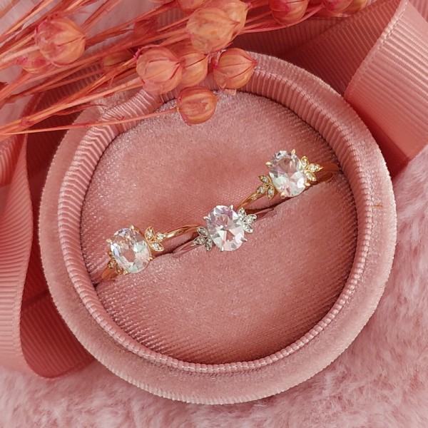 White Morganite & Diamond Leaf Ring SS0156