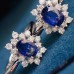 Oval Blue Sapphire & Diamond Snowflake Ring SS0216