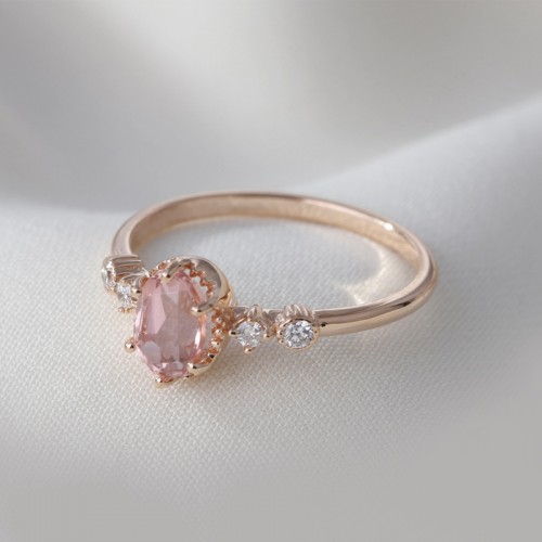 Oval Pink Tourmaline & Diamond Ring SS0247