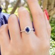 0.80 Karat Oval Safir Ve Pırlanta Klasik Yüzük SS0216