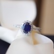 0.80 Karat Oval Safir Ve Pırlanta Klasik Yüzük SS0216