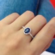 0.80 Karat Oval Safir Ve Pırlanta Klasik Yüzük SS0216