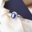 0.80 Karat Oval Safir Ve Pırlanta Klasik Yüzük SS0216