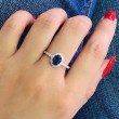 0.80 Karat Oval Safir Ve Pırlanta Klasik Yüzük SS0216