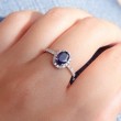 0.80 Karat Oval Safir Ve Pırlanta Klasik Yüzük SS0216
