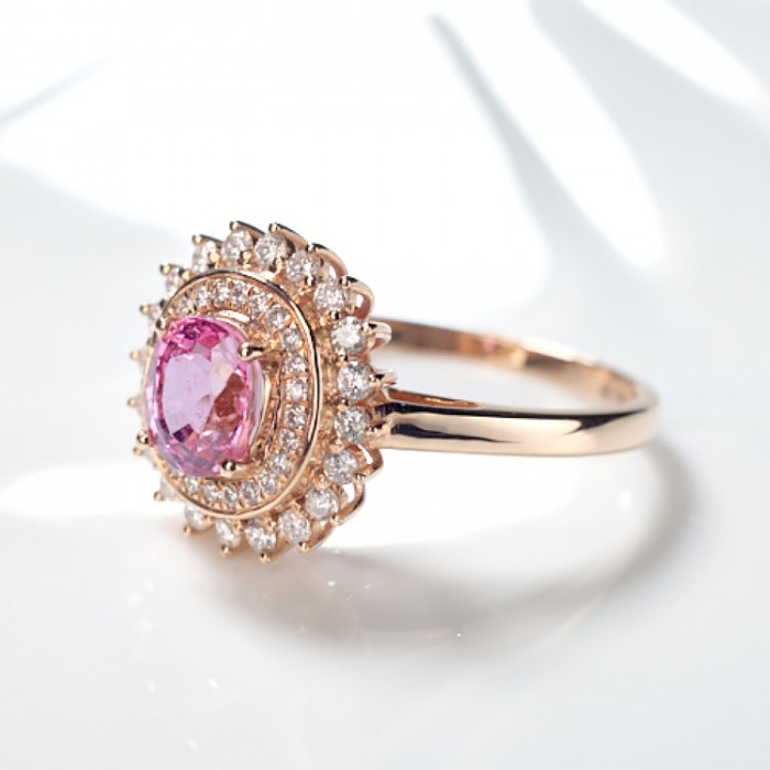 Oval Pink Sapphire & Diamond Gold Ring SS0050 Oval Pink Sapphire & Diamond Gold Ring SS0050