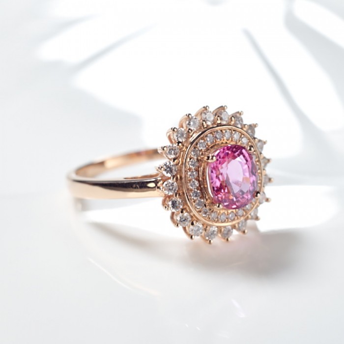 Oval Pink Sapphire & Diamond Gold Ring SS0050 Oval Pink Sapphire & Diamond Gold Ring SS0050