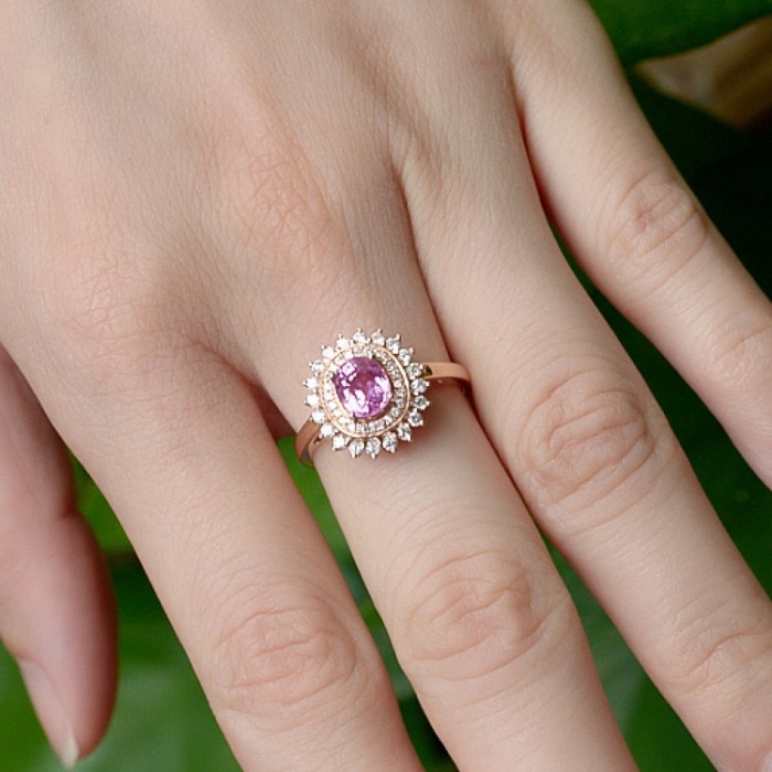 Oval Pink Sapphire & Diamond Gold Ring SS0050 Oval Pink Sapphire & Diamond Gold Ring SS0050