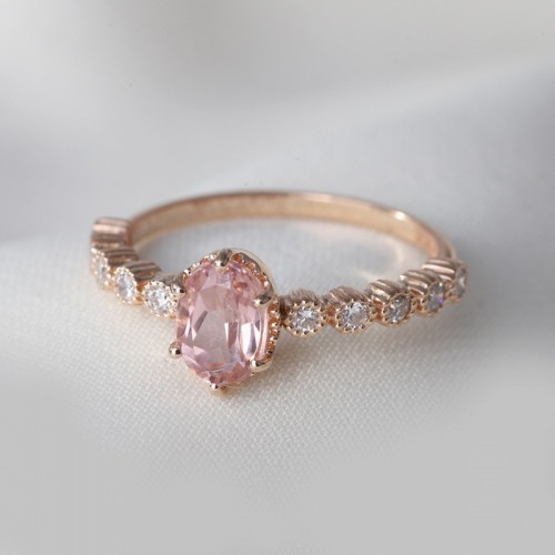 Pink Tourmaline & Diamond Gold Ring SS0253
