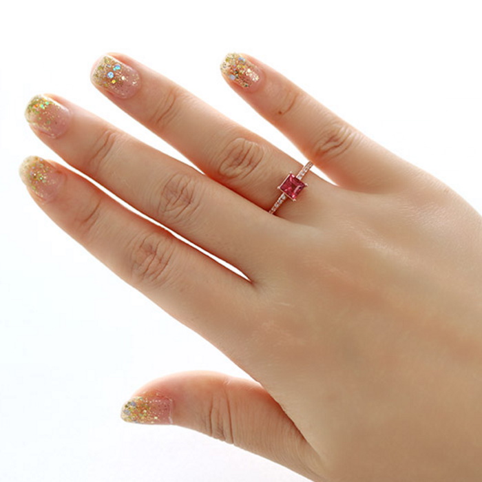 Prenses Pembe Turmalin Ve Pırlanta Yüzük SS0283