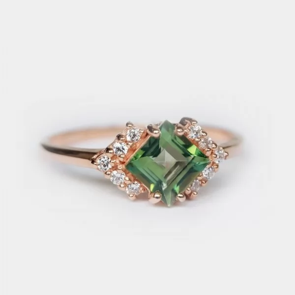 Princess Green Tourmaline & Diamond Ring SS0286