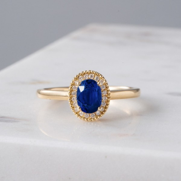 Royal Blue Safir Ve Pırlanta Tasarım Yüzük SS0064