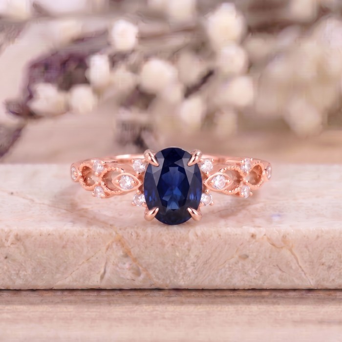 1.00 Carat Sapphire & Diamond Vintage Proposal Ring SS0221 1.00 Carat Sapphire & Diamond Vintage Proposal Ring SS0221