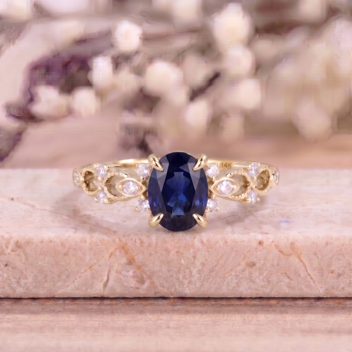 1.00 Carat Sapphire & Diamond Vintage Proposal Ring SS0221 1.00 Carat Sapphire & Diamond Vintage Proposal Ring SS0221