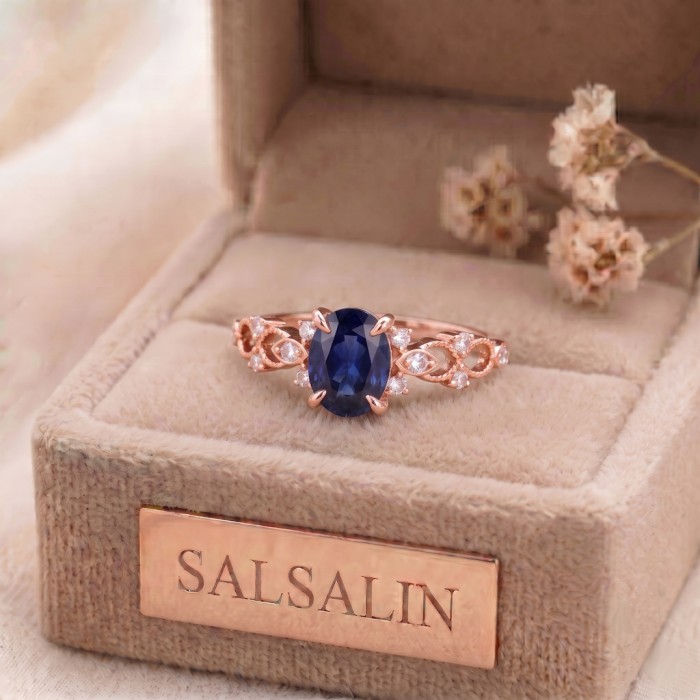 1.00 Carat Sapphire & Diamond Vintage Proposal Ring SS0221 1.00 Carat Sapphire & Diamond Vintage Proposal Ring SS0221