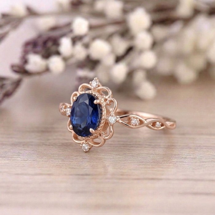 Oval Sapphire & Diamond Vintage Ring SS0154