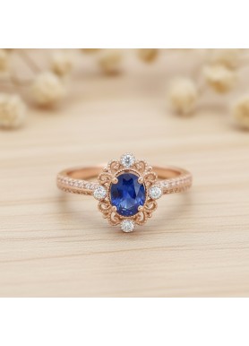 Ceylon Blue Sapphire Diamond Vintage Ring SS0226