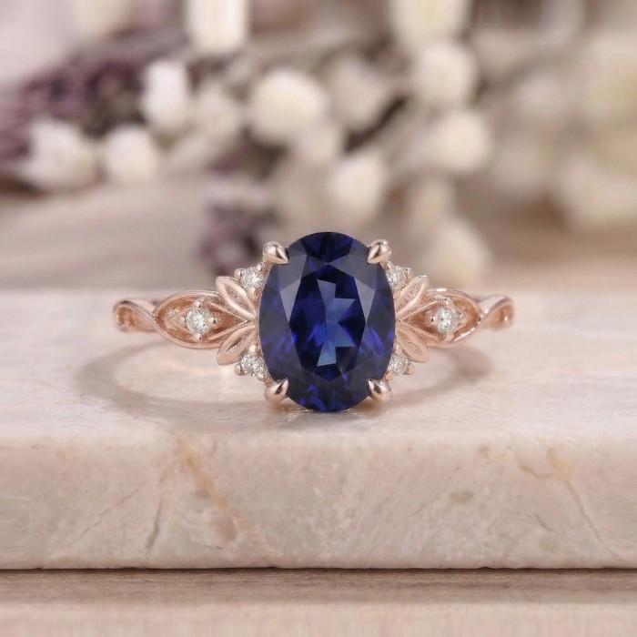 1 Carat Real Sapphire Diamond Gold Design Ring