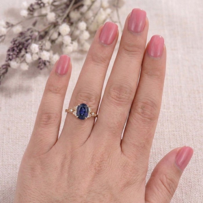 1 Carat Real Sapphire Diamond Gold Design Ring