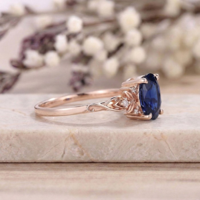 1 Carat Real Sapphire Diamond Gold Design Ring