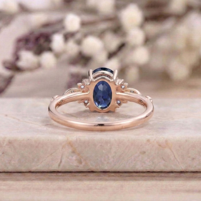 1 Carat Real Sapphire Diamond Gold Design Ring