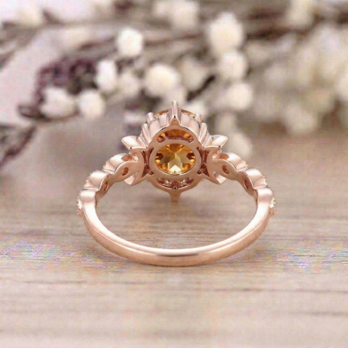 Vintage Design Rings Citrine Diamond Gold Vintage Design Rings Citrine Diamond Gold