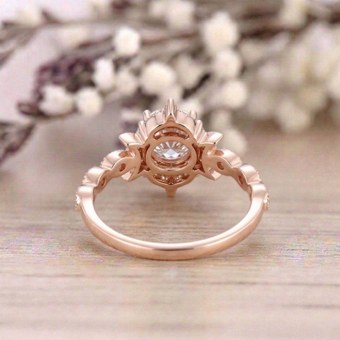 Beyaz Topaz Ve Pırlanta Vintage Hilal Yüzük SS0239