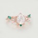 Drop White Topaz & Diamond Emerald Leaf Ring SS0187
