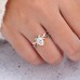 Drop White Topaz & Diamond Emerald Leaf Ring SS0187