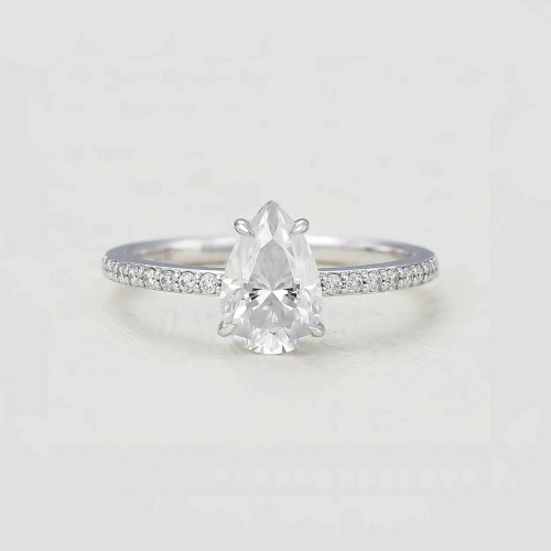 Pear White Topaz & Diamond Engagement Ring 