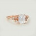 Octagon White Topaz & Diamond Leaf Ring 