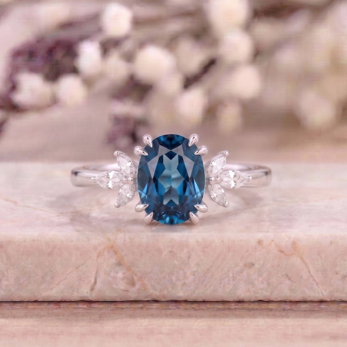 London Blue Topaz & Diamond Ring SS0009 London Blue Topaz & Diamond Ring SS0009