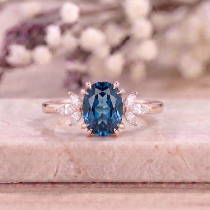 London Blue Topaz & Diamond Ring SS0009 London Blue Topaz & Diamond Ring SS0009
