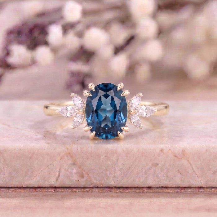 London Blue Topaz & Diamond Ring SS0009 London Blue Topaz & Diamond Ring SS0009
