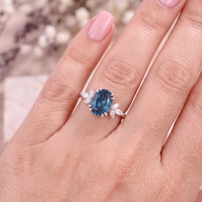 London Blue Topaz & Diamond Ring SS0009 London Blue Topaz & Diamond Ring SS0009
