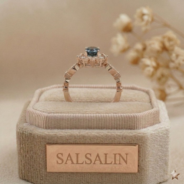 London Blue Topaz Ve Pırlanta Vintage Yüzük London Blue Topaz Ve Pırlanta Vintage Yüzük
