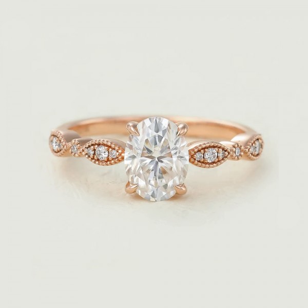 Oval White Topaz & Diamond Milgrain Ring SS0173