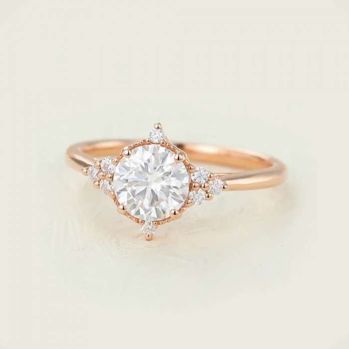 White Topaz & Diamond Vintage Style Ring 