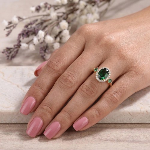 Prenses Kare Turmalin Ve Pırlanta Yüzük SS0286