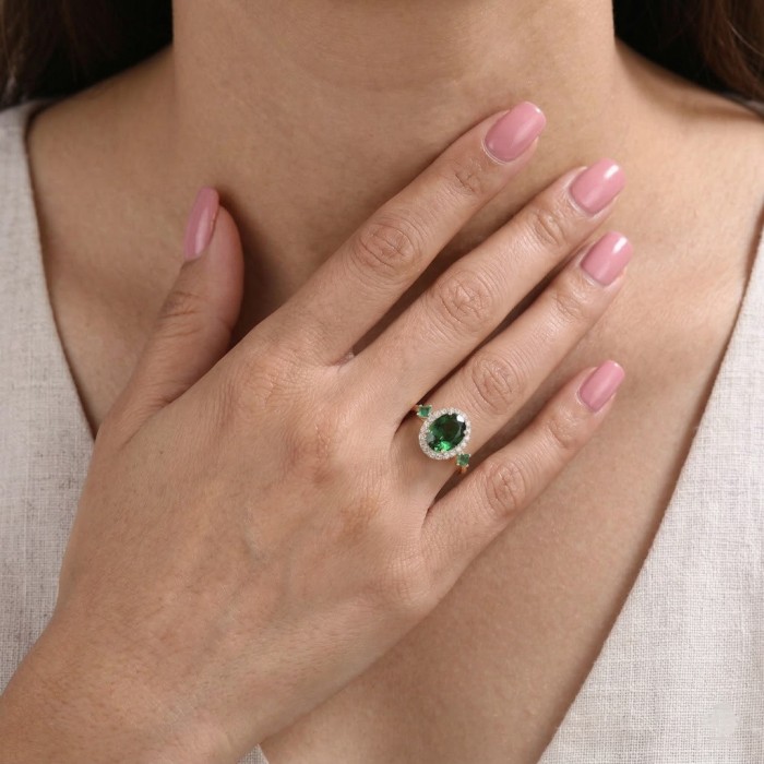 Prenses Kare Turmalin Ve Pırlanta Yüzük