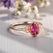 Pembe Turmaline Ve Pırlanta Vintage Yüzük SS0055