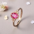 Pembe Turmaline Ve Pırlanta Vintage Yüzük SS0055