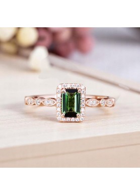 Green Tourmaline & Diamond Vintage Style Ring SS0416
