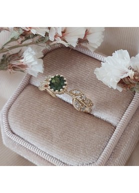 Yeşil Turmalin Ve Pırlanta Yapraklı Yüzük SS0287