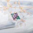 Hexagon Amethyst & Emerald 14K Gold Ring 